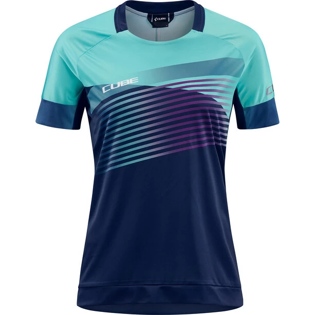 Cube Teamline Rundhals Kurzarm Trikot Damen Blau 3 Cube Teamline Rundhals Kurzarm Trikot Damen Blau