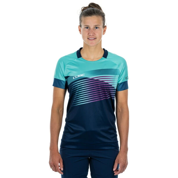 Cube Teamline Rundhals Kurzarm Trikot Damen Blau 4 Cube Teamline Rundhals Kurzarm Trikot Damen Blau – Bild 2