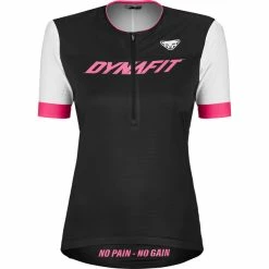 Dynafit Ride Light Kurzarm Tee Mit Durchgehendem Reißverschluss Damen Schwarz/weiß