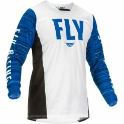 Fly Racing Kinetic Wave Langarm Trikot Herren Weiß/blau