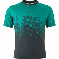 Gonso Toblino Kurzarm Fahrradshirt Mit 1/2 Reißverschluss Kinder Grün/grau