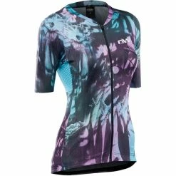 Northwave Blade Flower Kurzarm Trikot Damen Türkis/lila