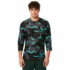 Oakley Ride Free Langarm Trikot Herren Schwarz/türkis -Cityräder magasin en ligne oakley ride free ls jersey men b1b camo black mint grey 4