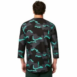Oakley Ride Free Langarm Trikot Herren Schwarz/türkis -Cityräder magasin en ligne oakley ride free ls jersey men b1b camo black mint grey 5