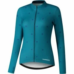 Shimano Kaede Printed Langarm Trikot Damen Petrol