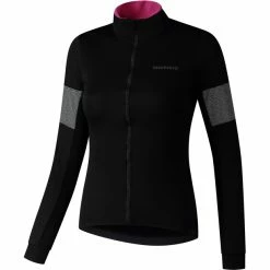 Shimano Kaede Wind Insulated Langarm Trikot Damen Schwarz