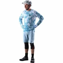 Troy Lee Designs Flowline Langarm Trikot Herren Blau/weiß -Cityräder magasin en ligne troy lee designs flowline short sleeved jersey men green camo 4