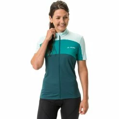 VAUDE Matera Kurzarm Full-Zip Trikot Damen Grün -Cityräder magasin en ligne vaude matera full zip ss tricot women mallard green 3
